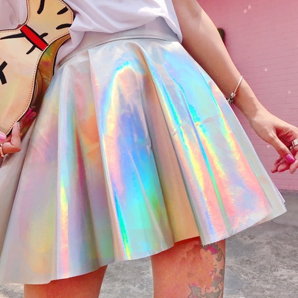 Rave skirt holographic bottom mini skater hologram - Picture 2 of 8
